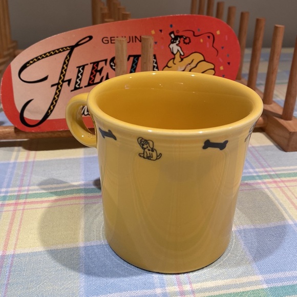 Fiestaware yellow mug with “Best Friend” around top with dogs and dog bone - Picture 2 of 7